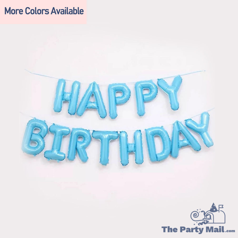 "HAPPY BIRTHDAY" Foil Balloon banner - Light Blue