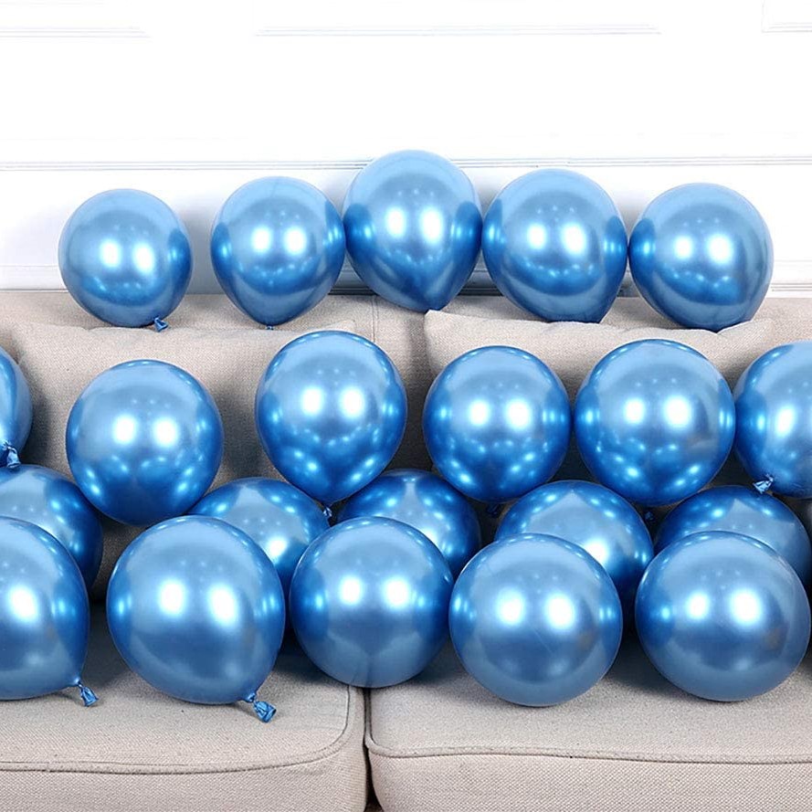 10Pcs Chrome Metallic Latex Balloons - Dark Blue